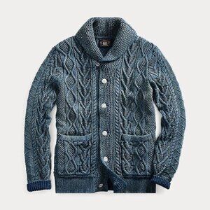 Ralph Lauren Indigo Aran Cotton Cardigan (XS) -by Loving Kindness Everyday
